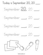 Today is September 20, 20 ___ Coloring Page