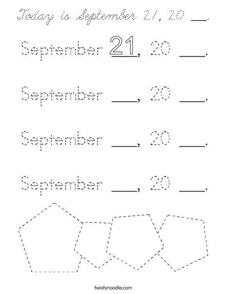 Today is September 21, 20 ___. Coloring Page