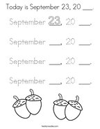 Today is September 23, 20 ___ Coloring Page