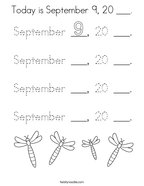 Today is September 9, 20 ___ Coloring Page