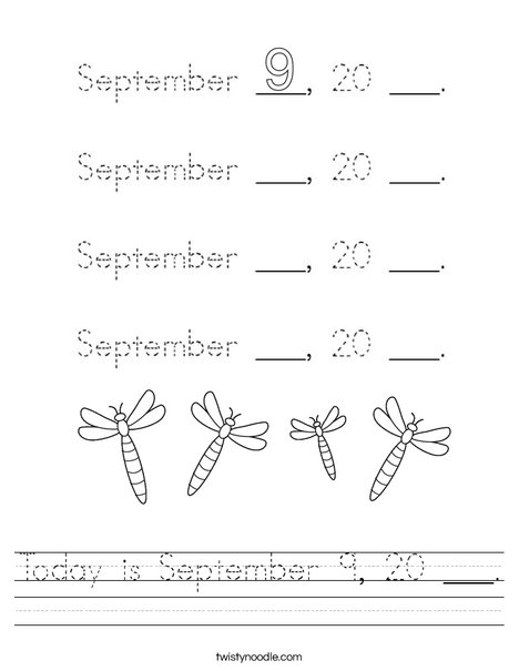 Today is September 9, 20 ___. Worksheet
