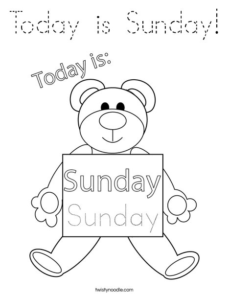 Today is Sunday Coloring Page - Tracing - Twisty Noodle