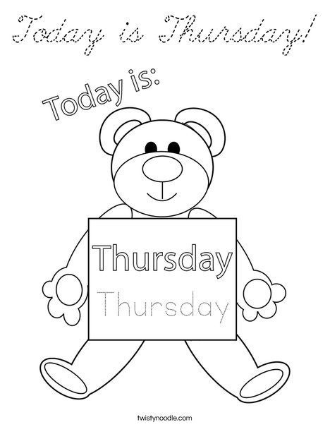 Today is Thursday! Coloring Page