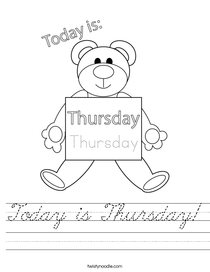 Today is Thursday! Worksheet