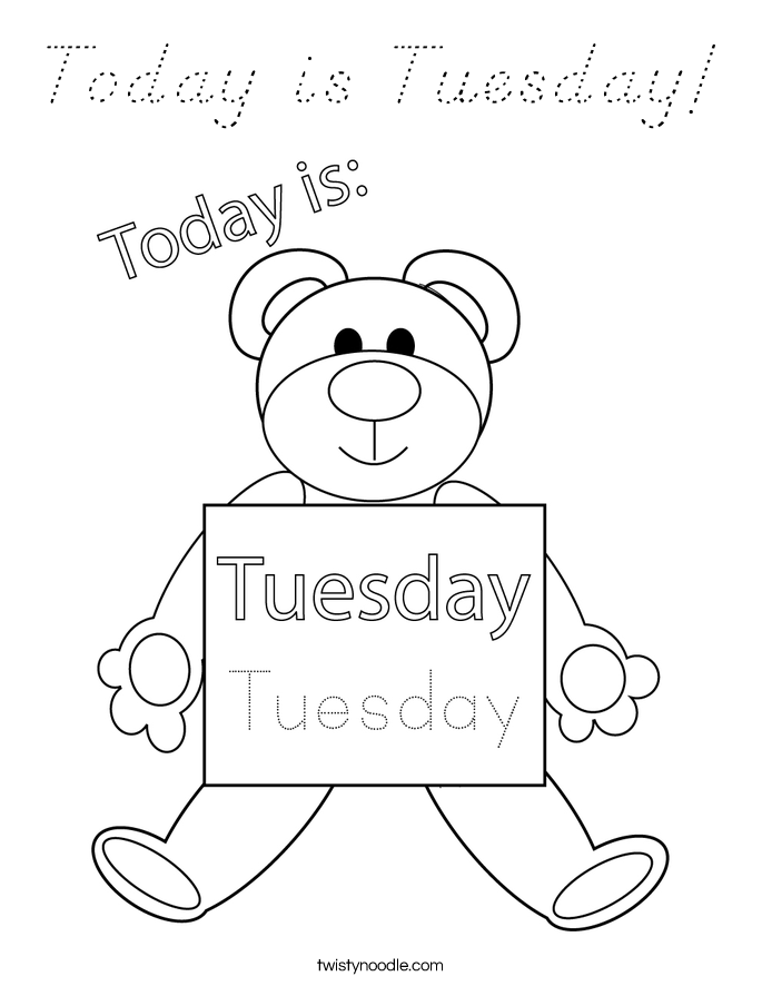 Today is Tuesday! Coloring Page