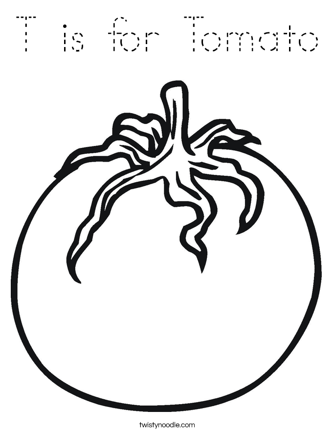 T is for Tomato Coloring Page