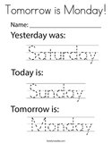 Tomorrow is Monday Coloring Page