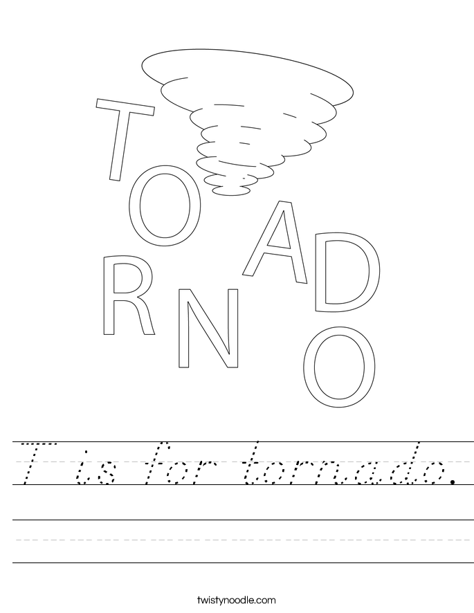 T is for tornado. Worksheet