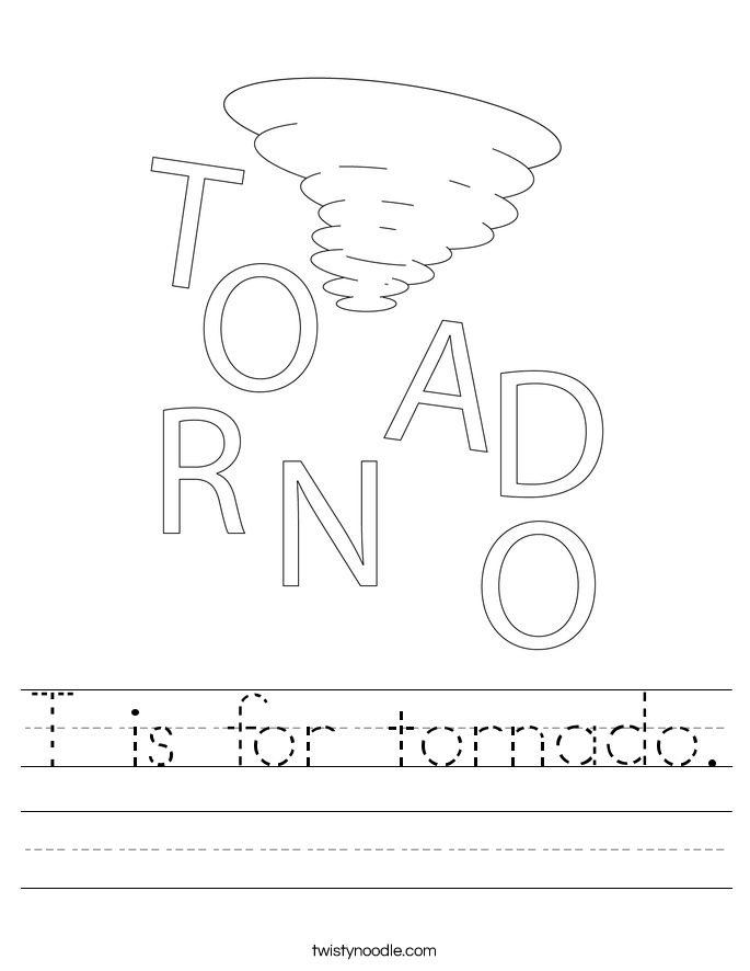 T is for tornado. Worksheet