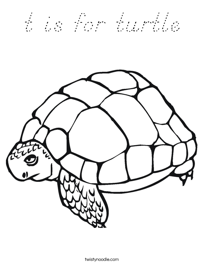 t is for turtle Coloring Page