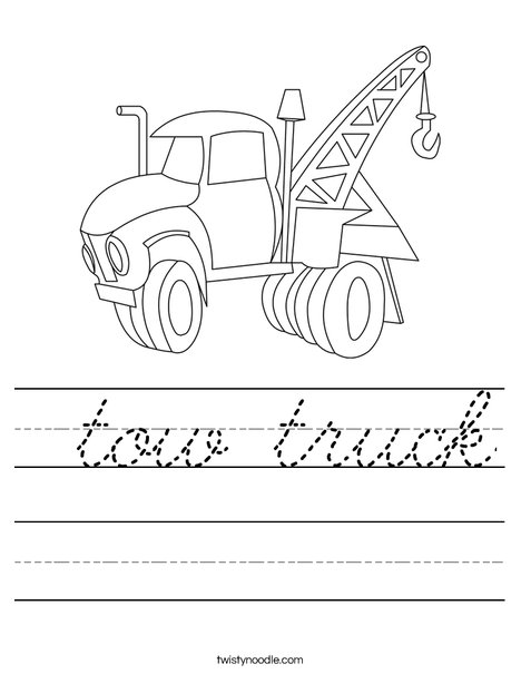 Tow Truck Worksheet