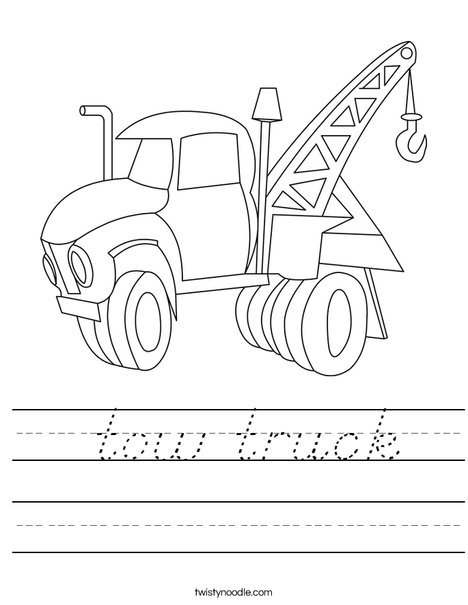 Tow Truck Worksheet
