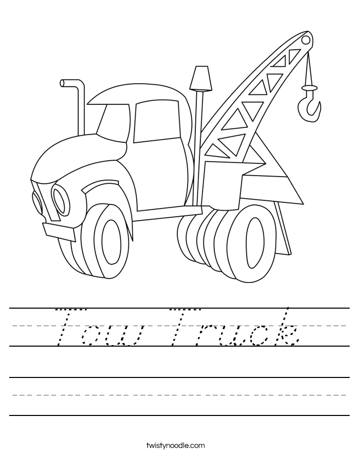 Tow Truck Worksheet