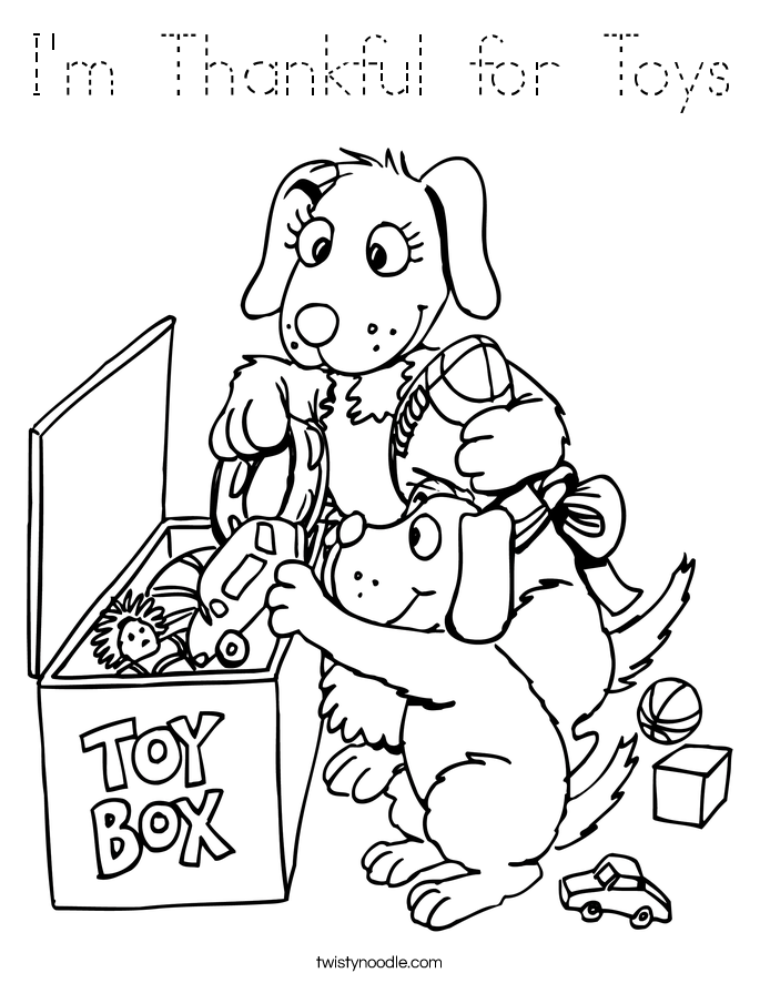 I'm Thankful for Toys Coloring Page