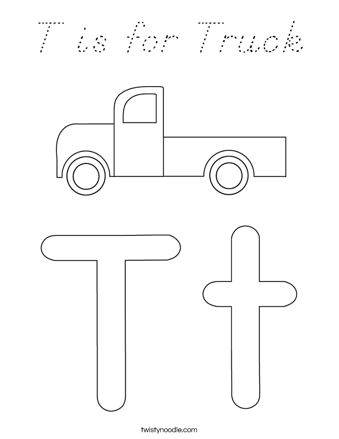 T is for Truck Coloring Page