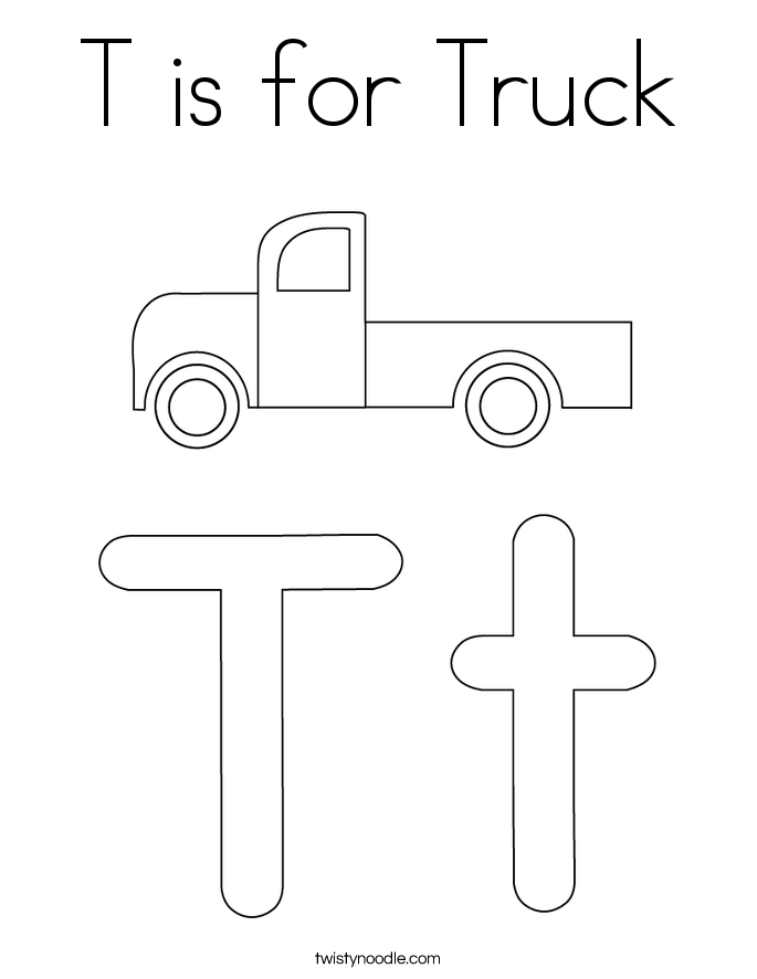 T is for Truck Coloring Page - Twisty Noodle