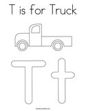 T is for Truck Coloring Page