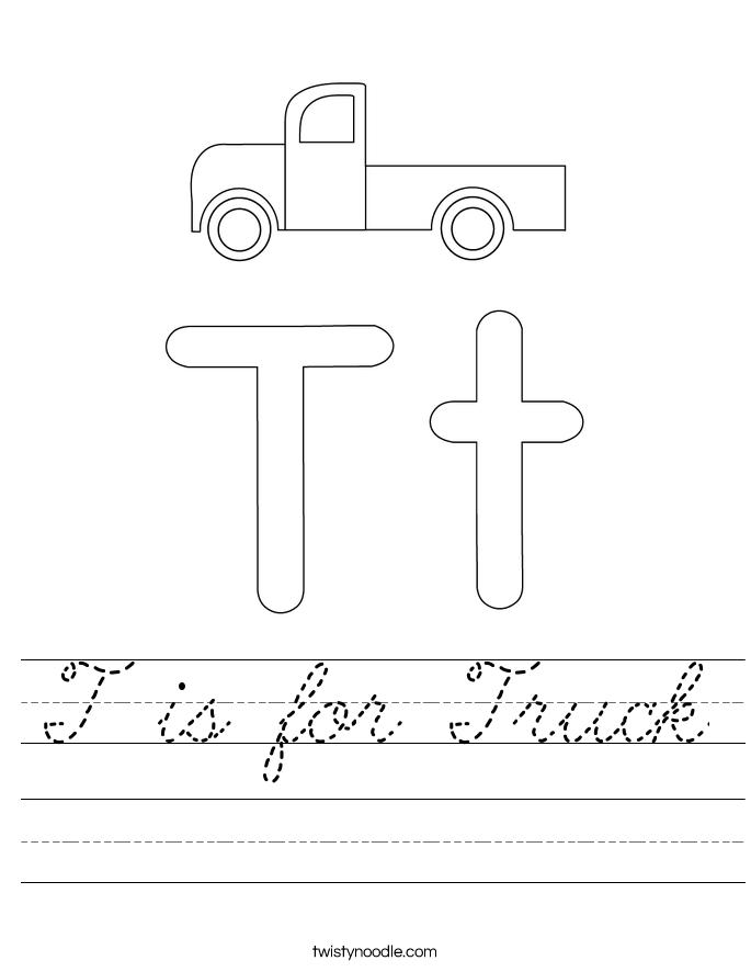 T is for Truck Worksheet