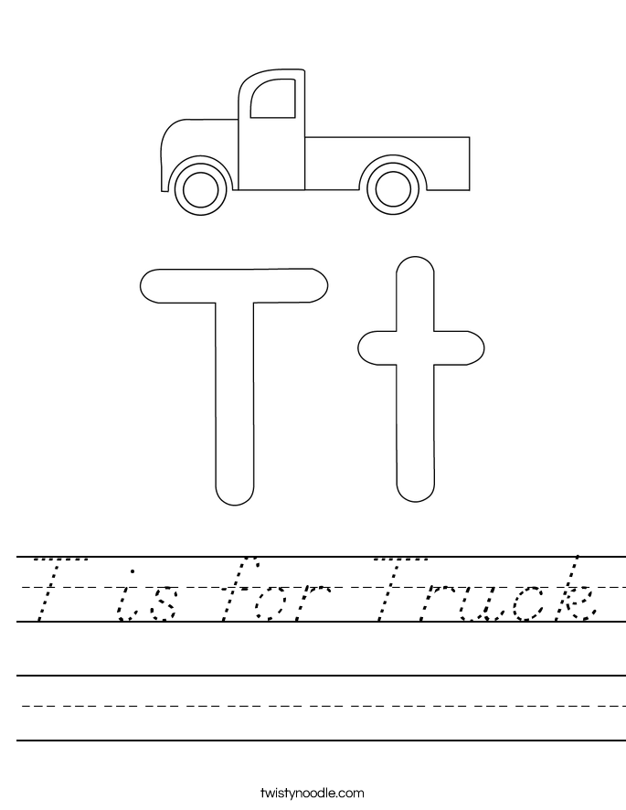 T is for Truck Worksheet