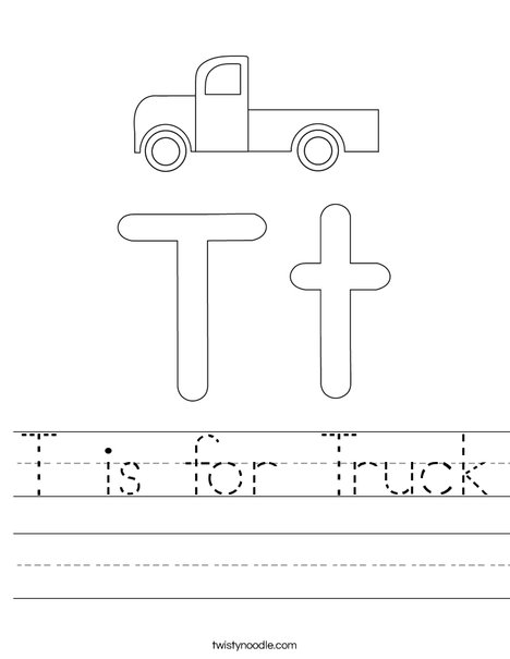 T is for Truck Worksheet - Twisty Noodle