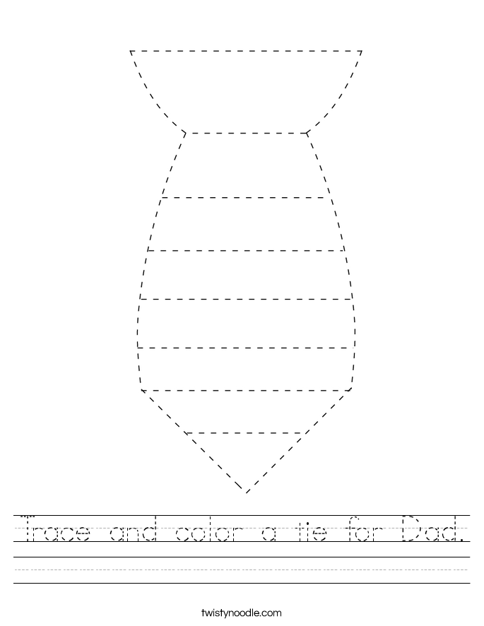 Trace and color a tie for Dad. Worksheet