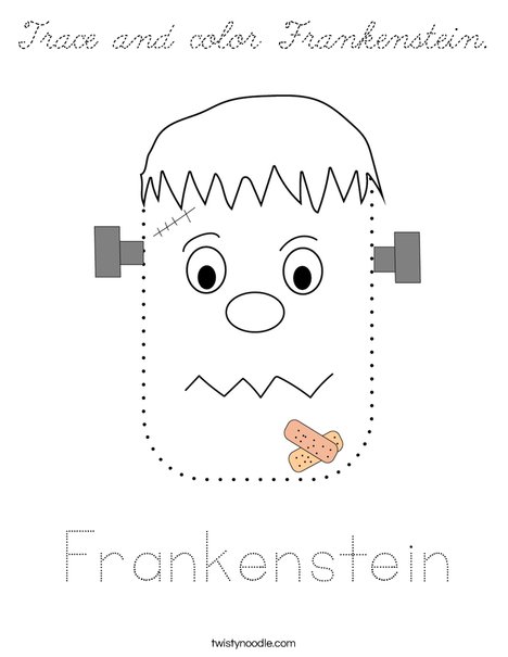 Trace and color Frankenstein. Coloring Page