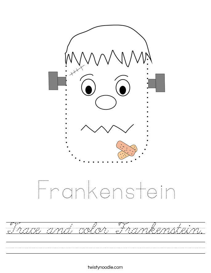 Trace and color Frankenstein. Worksheet