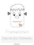 Trace and color Frankenstein. Worksheet