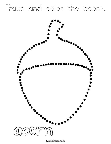 Trace and color the acorn. Coloring Page