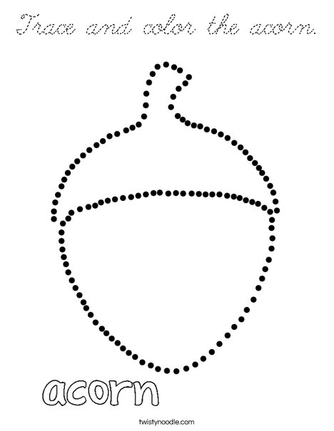 Trace and color the acorn. Coloring Page