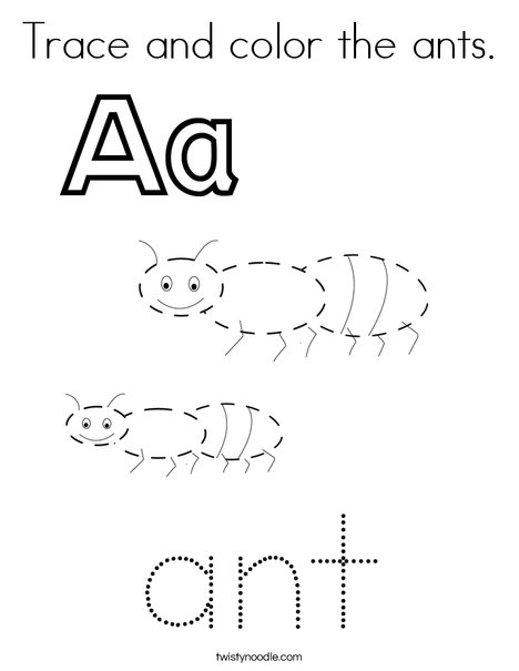 Trace and color the ants. Coloring Page