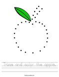 Trace and color the apple. Worksheet