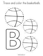 Trace and color the basketballs Coloring Page