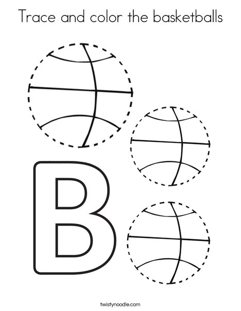 Trace and color the basketballs Coloring Page