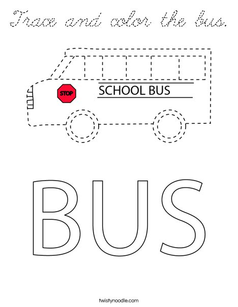 Trace and color the bus. Coloring Page