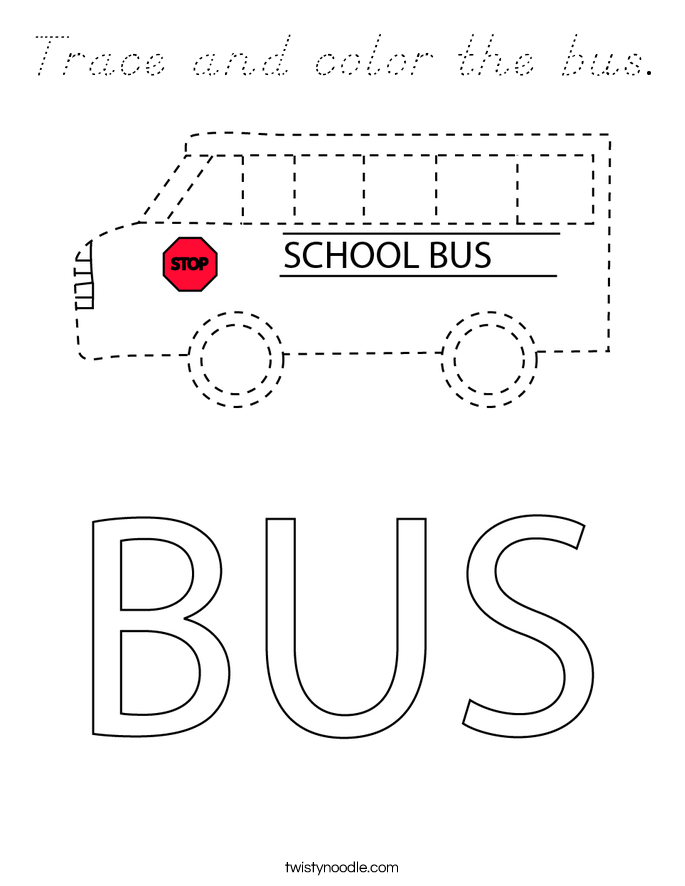Trace and color the bus. Coloring Page