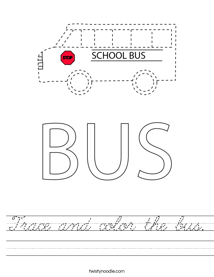 Trace and color the bus. Worksheet
