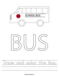 Trace and color the bus. Worksheet