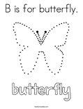 B is for butterfly. Coloring Page