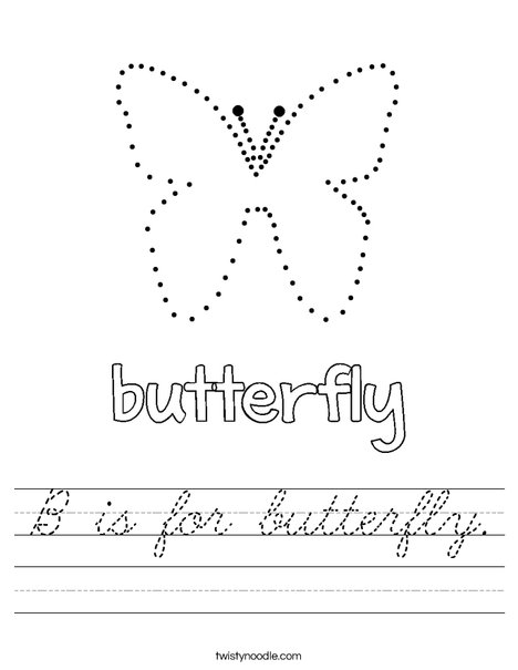 Trace and color the butterfly. Worksheet