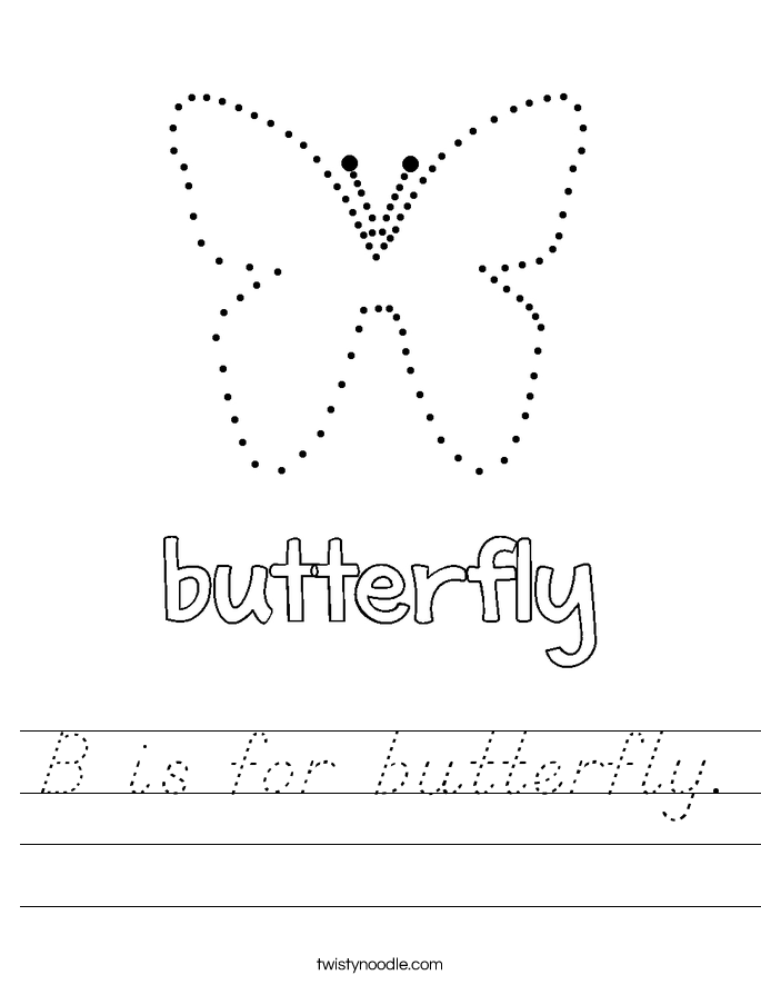 B is for butterfly. Worksheet