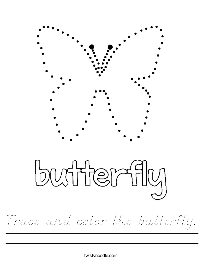 Trace and color the butterfly. Worksheet