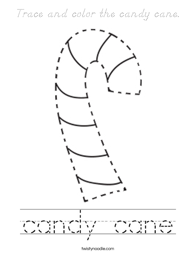 Trace and color the candy cane. Coloring Page