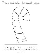 Trace and color the candy cane Coloring Page