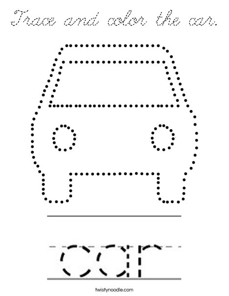 Trace and color the car. Coloring Page