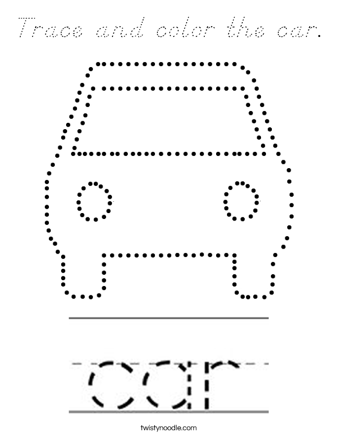 Trace and color the car. Coloring Page