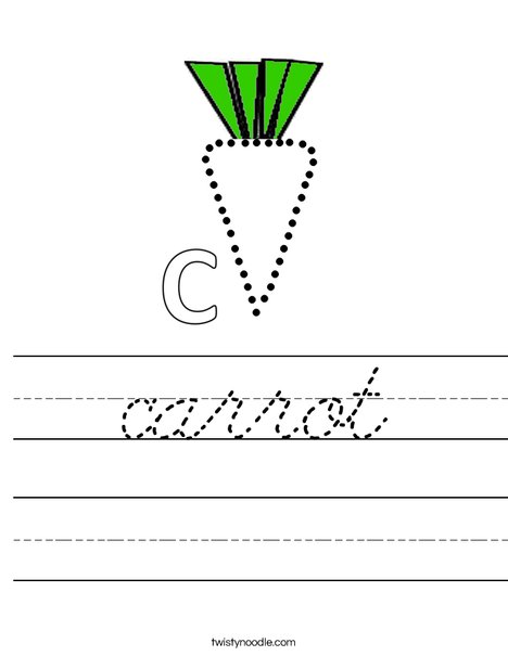 Trace and color the carrot. Worksheet