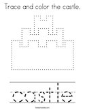 Trace and color the castle Coloring Page