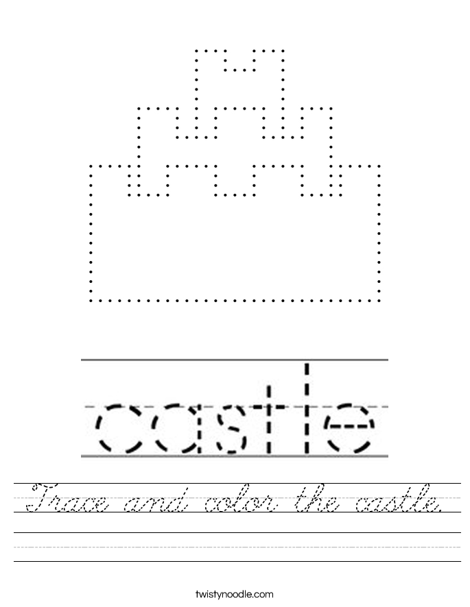Trace and color the castle. Worksheet