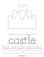 Trace and color the castle Handwriting Sheet